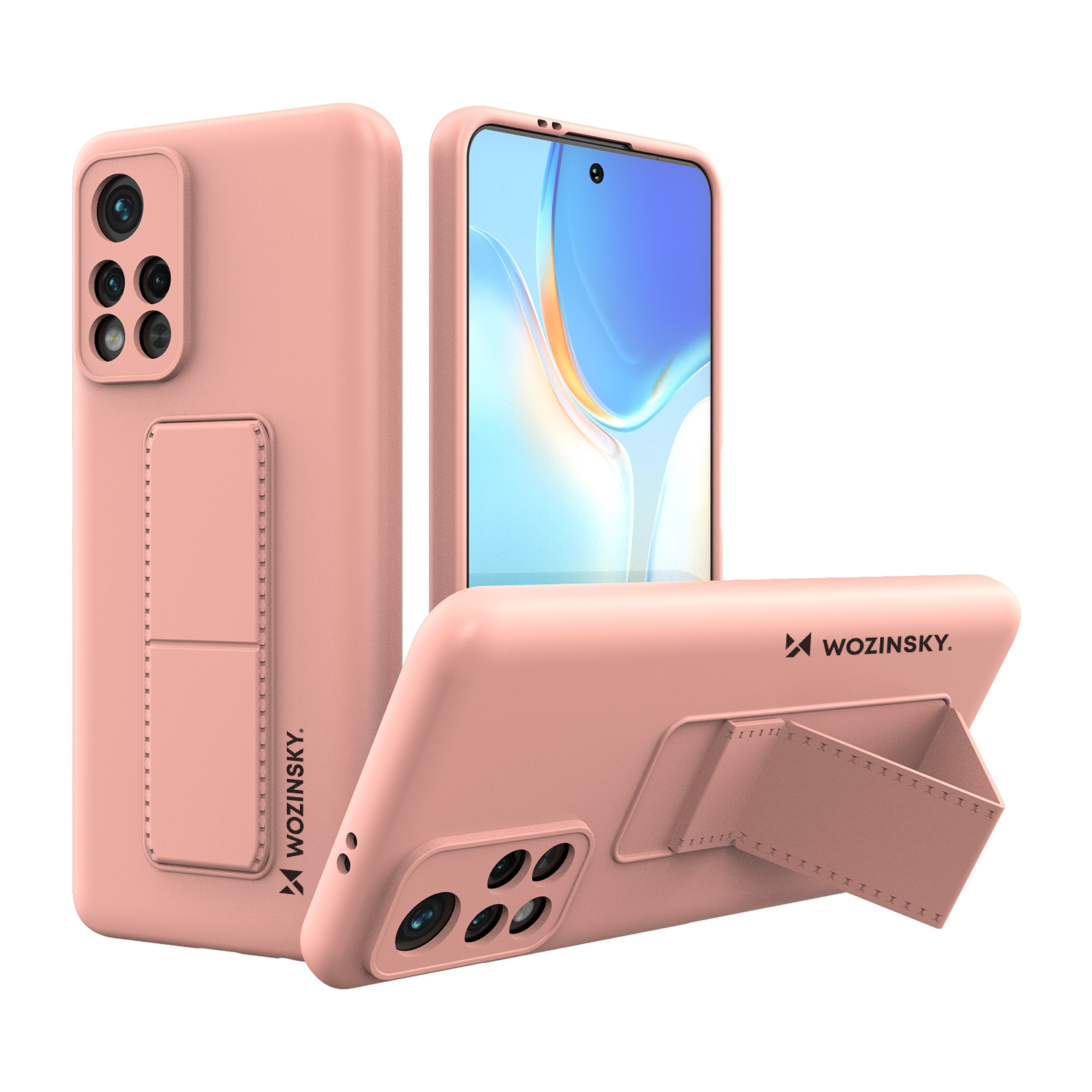 Wozinsky Kickstand Case silikona viedtālruņa apvalks ar statīvu Xiaomi Poco M4 Pro 5G rozā