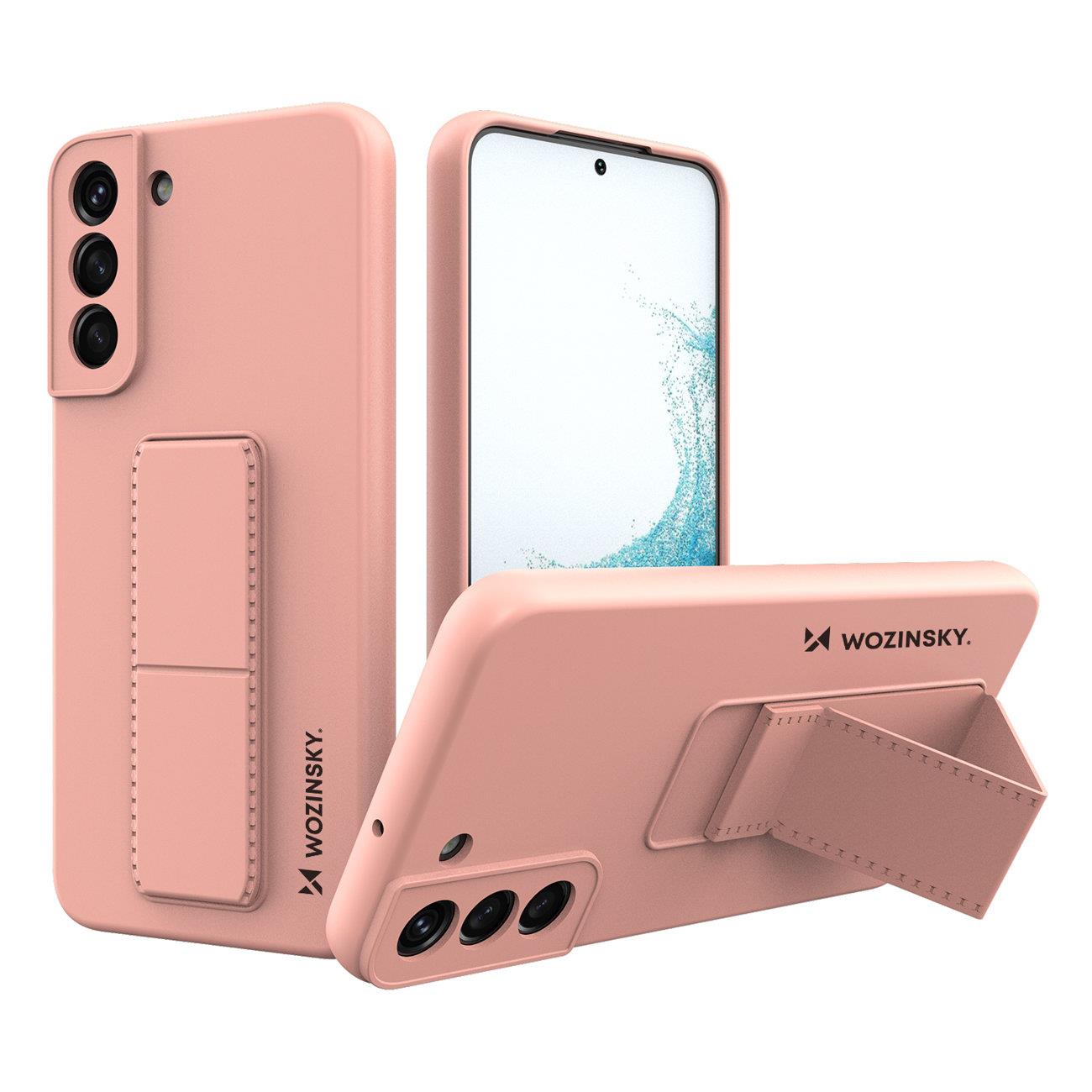 Wozinsky Kickstand Case silikona apvalks ar statīvu Samsung Galaxy S22+ rozā