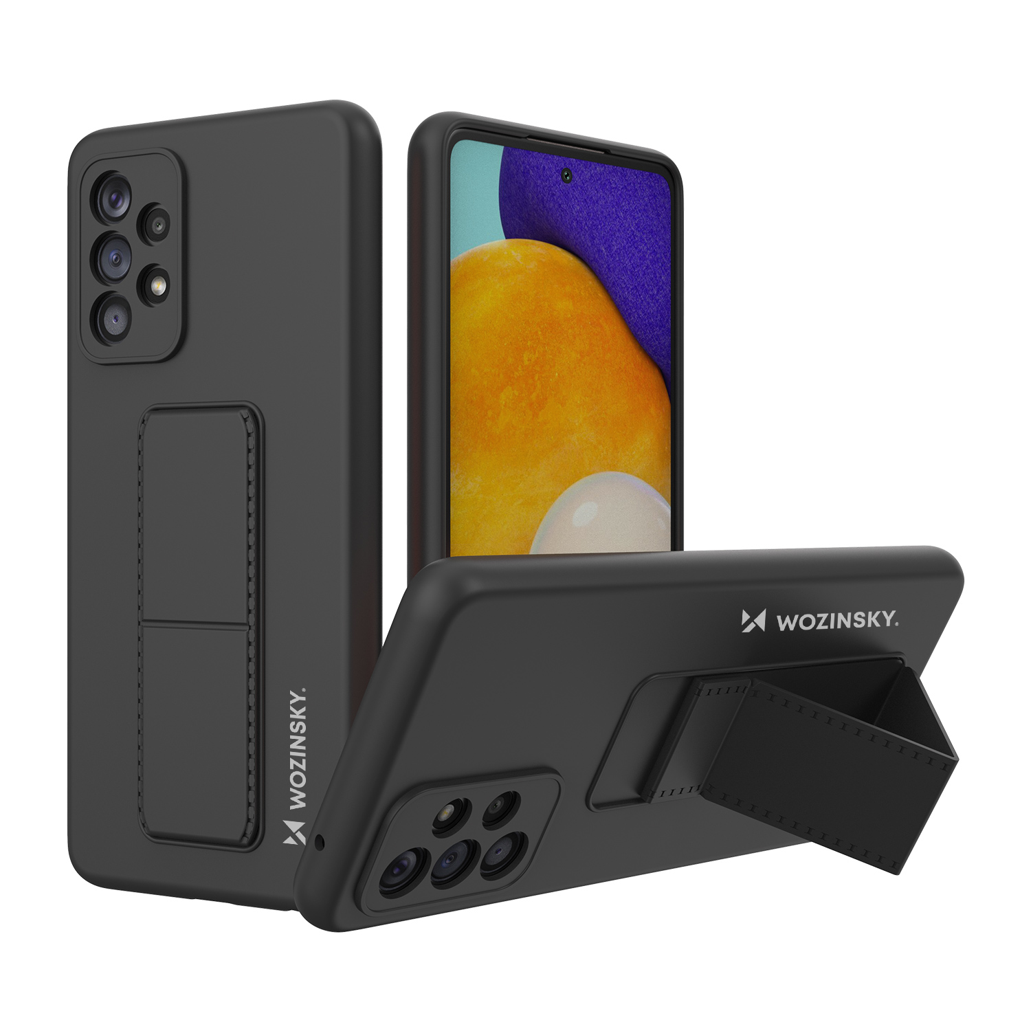 Wozinsky Kickstand Case silikona apvalks ar statīvu Samsung Galaxy A73 melns