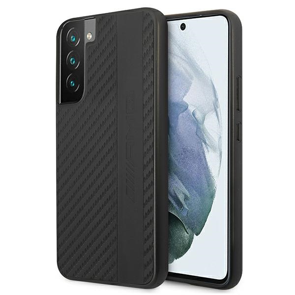 AMG Carbon Stripe&Embossed viedtālruņa apvalks Samsung Galaxy S22+ - Melns