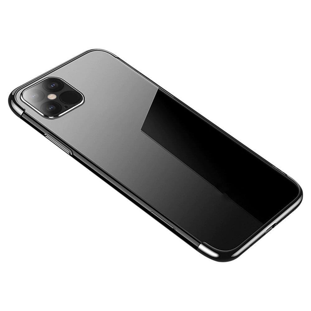 Caurspīdīgs krāsains TPU gēla viedtālruņa apvalks ar metālisku ietvaru Samsung Galaxy S22+ (S22 Plus), melns
