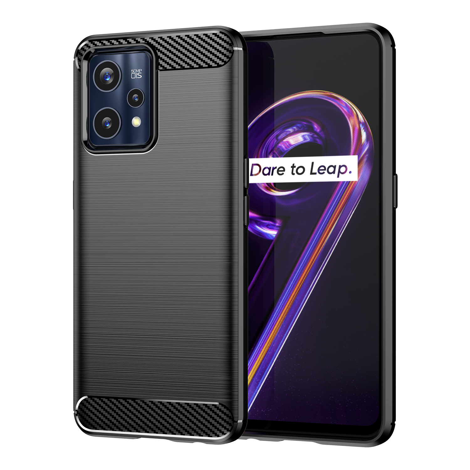 Viedtālruņa apvalks (m) Carbon Case skirtas Realme 9 Pro + (9 Pro Plus) elastīgs bruņots (m) - melns (m)