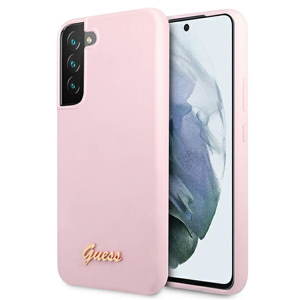 Guess GUHCS22MLSLMGLA S22+ S906 lavandas/lavandas cietais apvalks Silicone Script Metal Logo