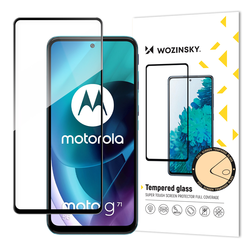 Wozinsky rūdīts stikls pilna līme īpaši izturīgs aizsargstikls pilna pārklājuma ar rāmi, apvalkam draudzīgs Motorola Moto G71 5G melns