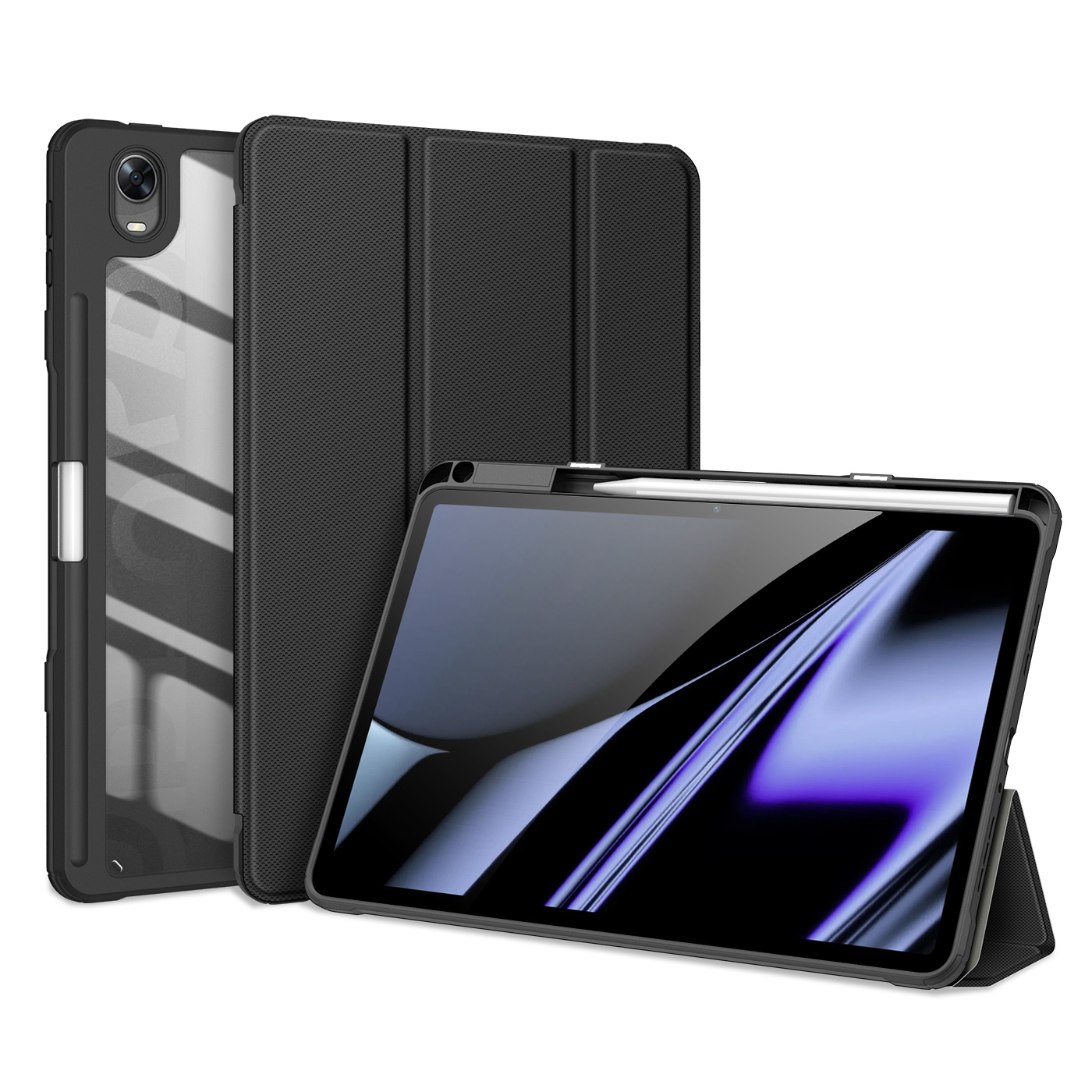 Dux Ducis Toby bruņots viedais apvalks Oppo Pad ar pildspalvas turētāju melna