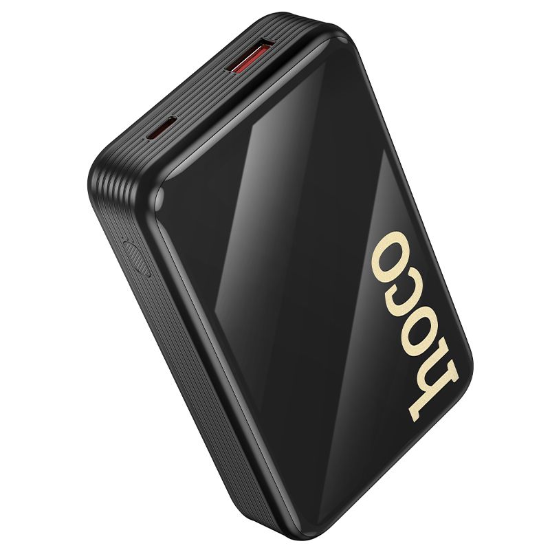 Portatīvais lādētājs Hoco 20000 mAh QC PD 22,5W ar iebūvētiem kabeļiem USB C + Lightning Q37A melns
