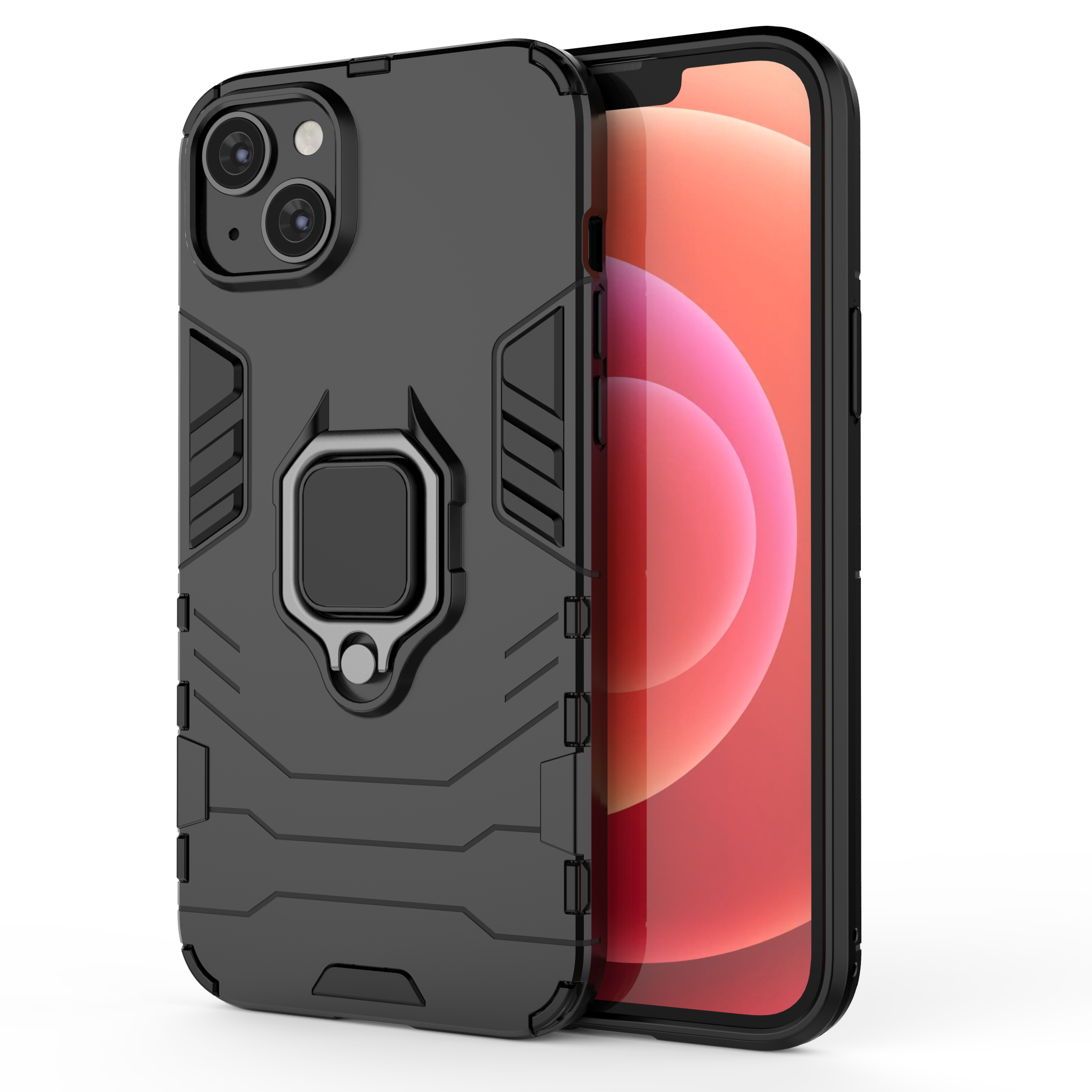 Ring Armor viedtālruņa apvalks iPhone 14 Plus bruņu vāciņš ar magnētisko turētāju un gredzenu melns