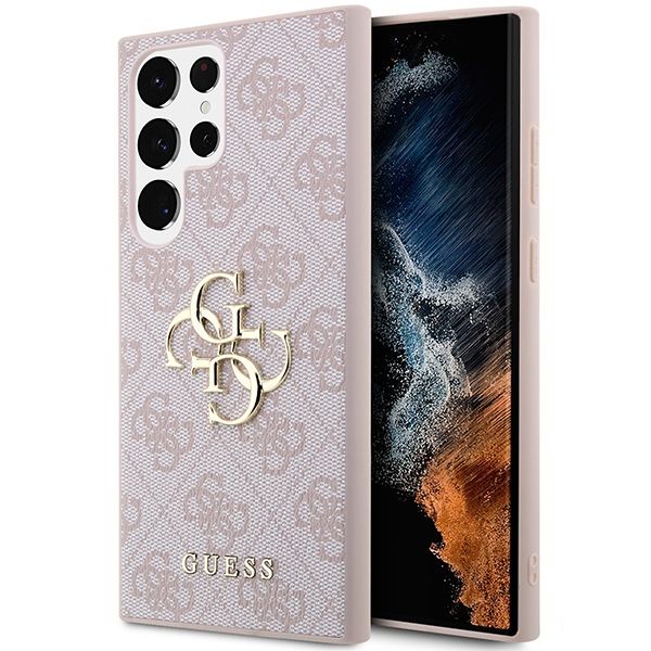 GUESS apvalks SAMSUNG S24 Ultra GUHCS24L4GMGPI (Ādas 4G metāla logotips) rozā
