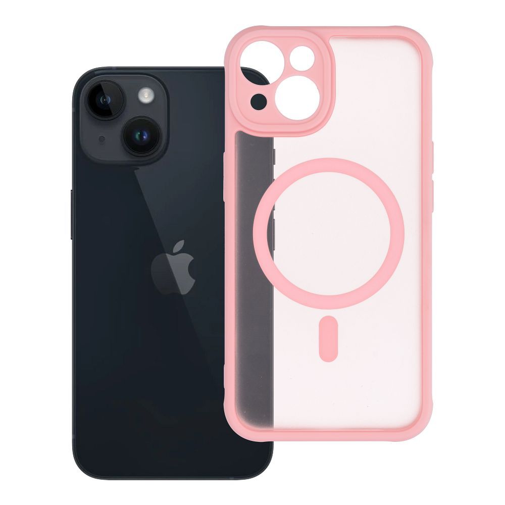 FULL MATTE MAG COVER viedtālruņa apvalks, saderīgs ar MagSafe, paredzēts IPHONE 14 gaiši rozā