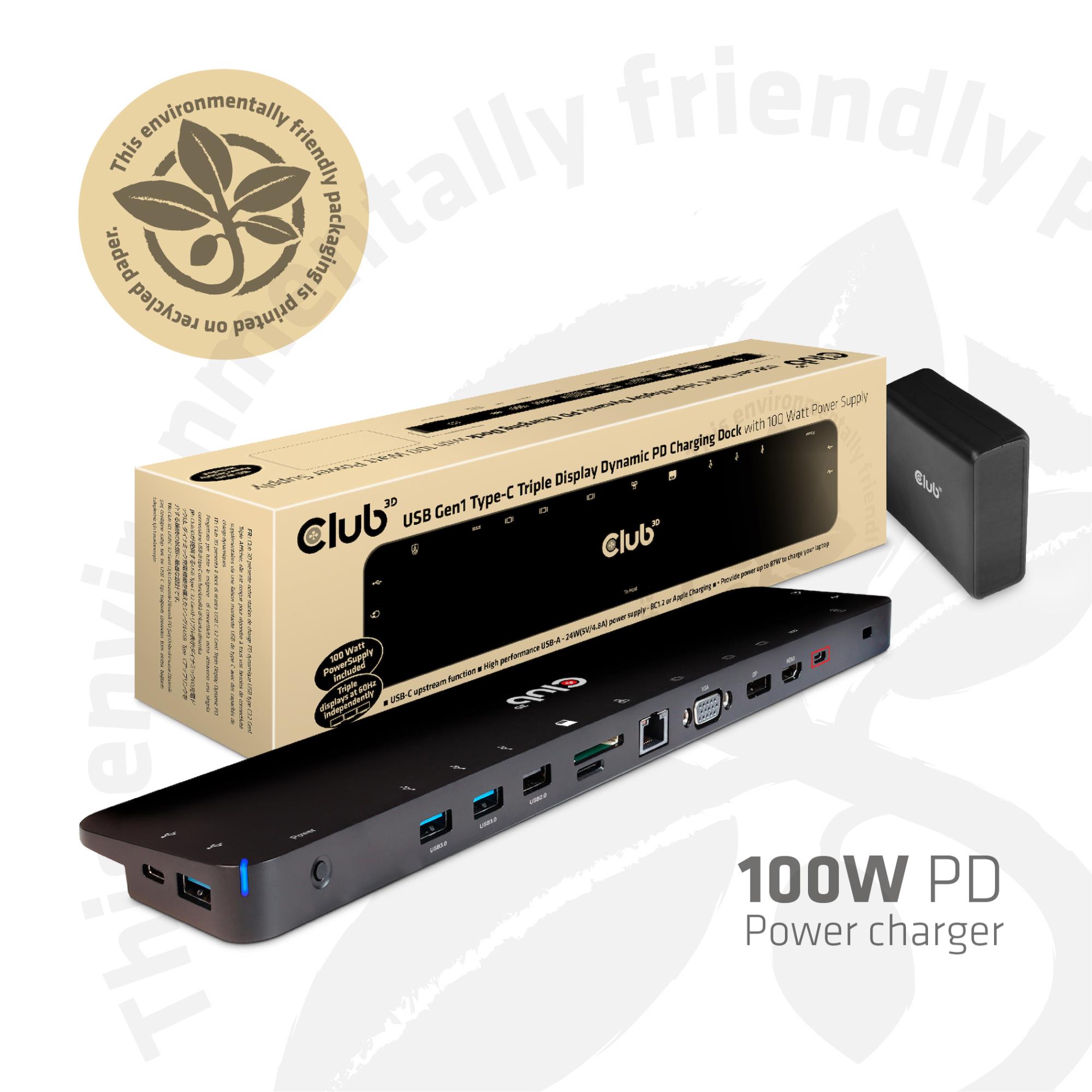 Club3D CSV-1564W100 dokstacija USB-C 100W