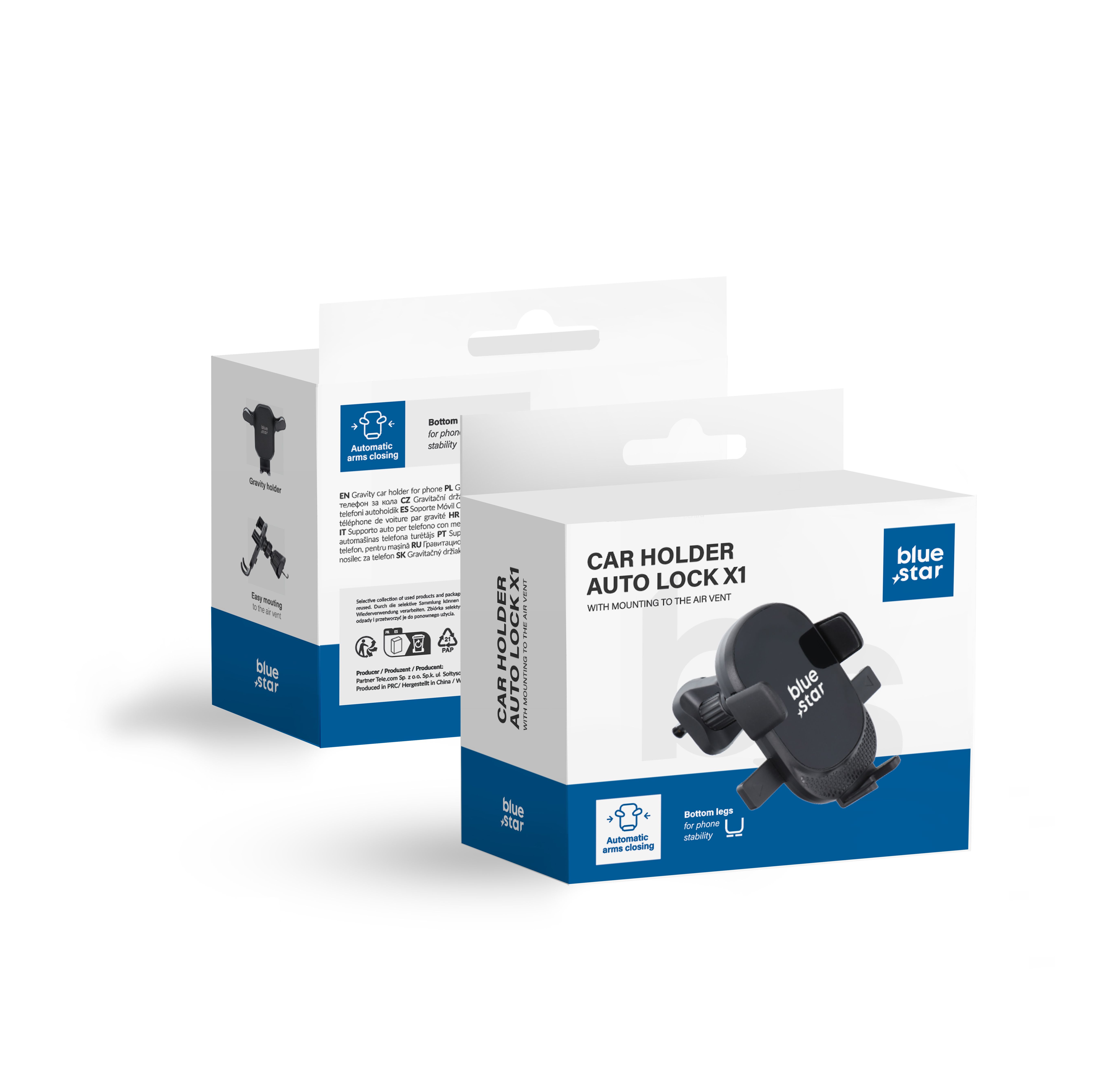 BLUE STAR automašīnas turētājs gaisa ventilācijai AUTO LOCK X1, melns