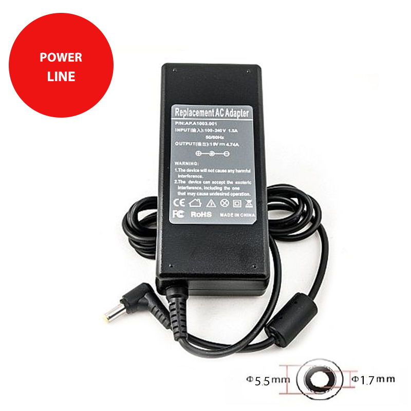 Klēpjdatora barošanas adapteris ACER 90W: 19V, 4.74A