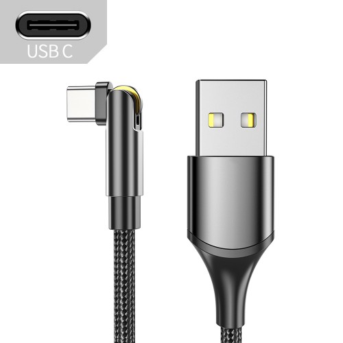 USB kabelis Essager Universal (180 leņķis) melns Type-C 100cm (līdz 3A)