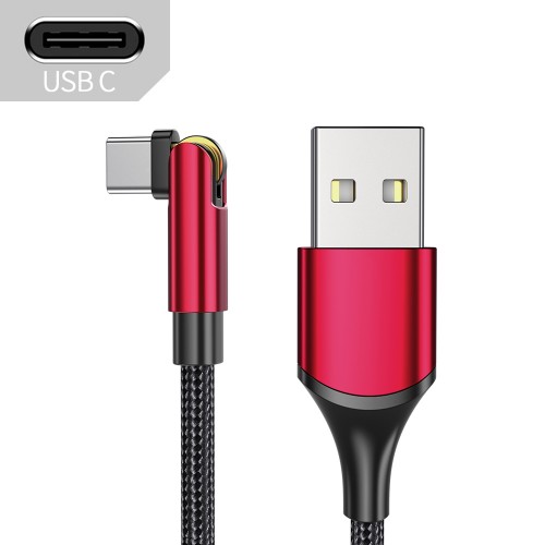 USB kabelis Essager Universal (180 leņķis) sarkans Type-C 100cm (līdz 3A)