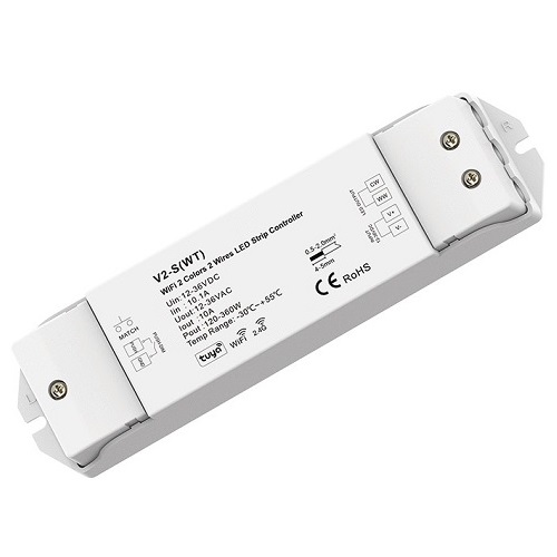 V2-S(WT) LED kontrolieris 12-36V, 1x10A, Tuya, Wi-Fi