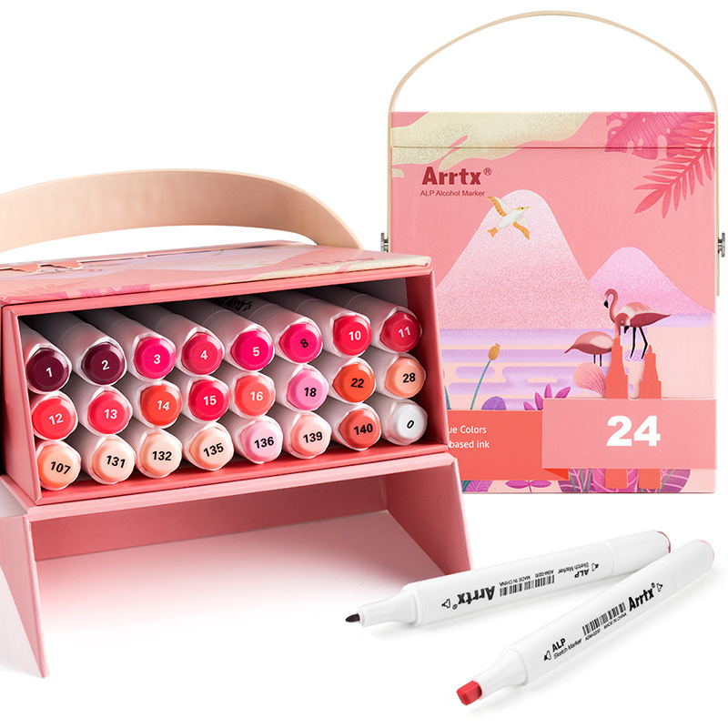 Double-sided Marker Pens ARRTX Alp, 24 Colours, sarkans tone shade