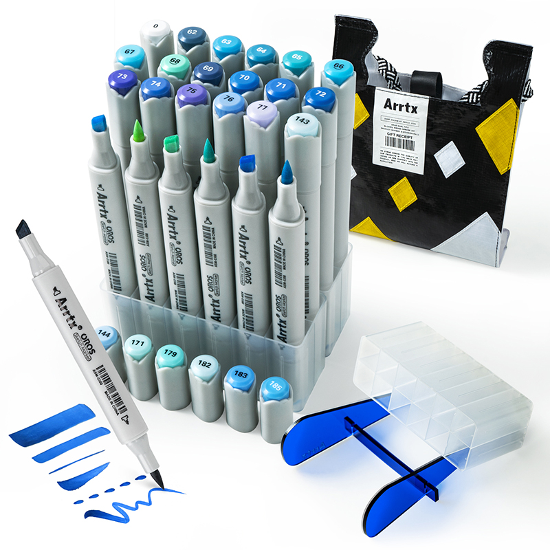 Double-sided Marker Pens ARRTX Oros, 24 Colours, zils tone shade