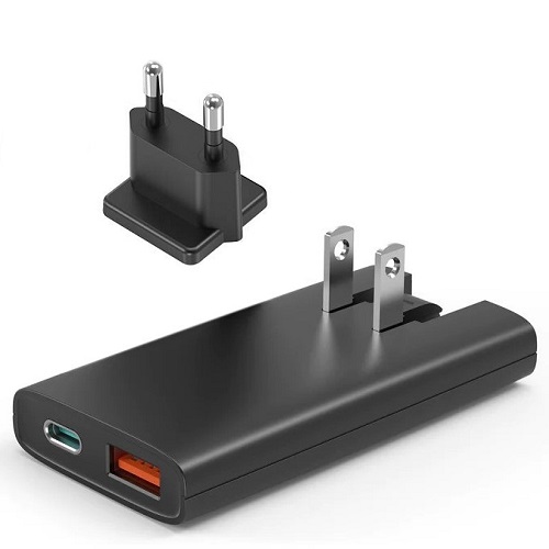 Choetech PD6011 PD65W GaN slim USB-A+C mini lādētājs (melns)