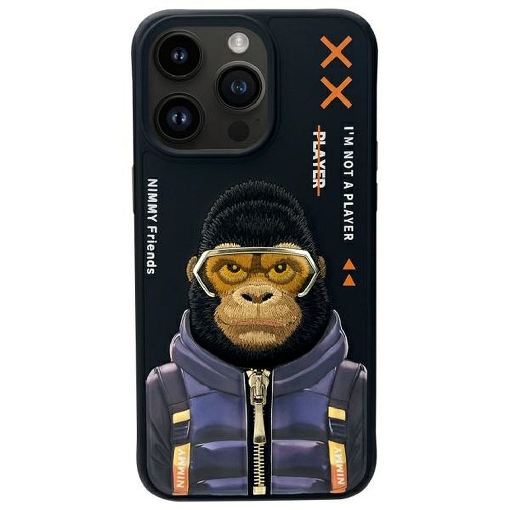 Nimmy Cool&Cute 2.0 pērtiķa apvalks iPhone 15 Pro - melns