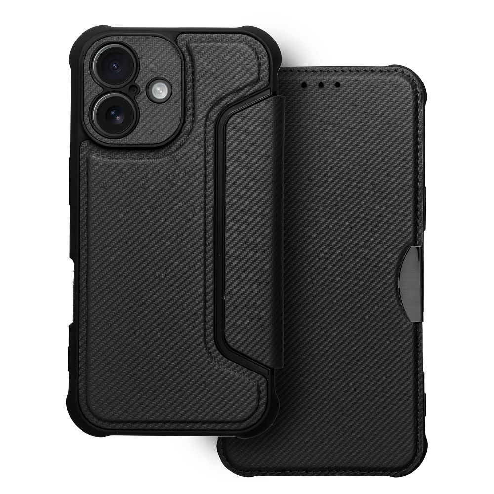RAZOR grāmatas tipa viedtālruņa apvalks IPHONE 16 Plus melns