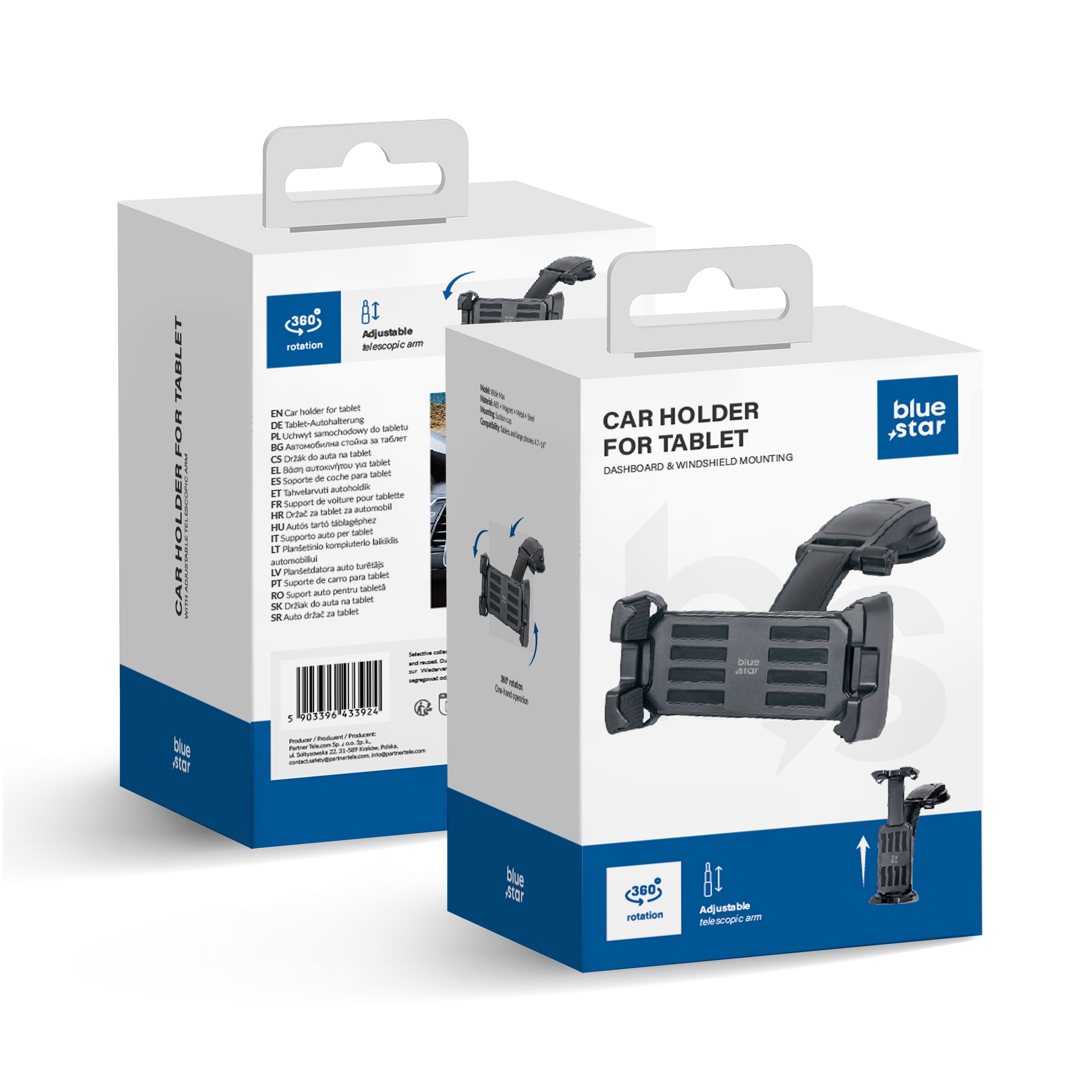 zils STAR Max Wide with lock system car turētājs for tablet 4,7-14" windshield mount melns