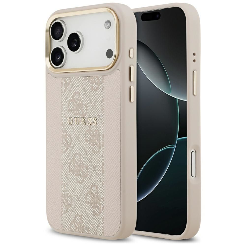 Guess 4G Stripe Magnētiskais viedtālruņa apvalks iPhone 17 Pro Max - rozā
