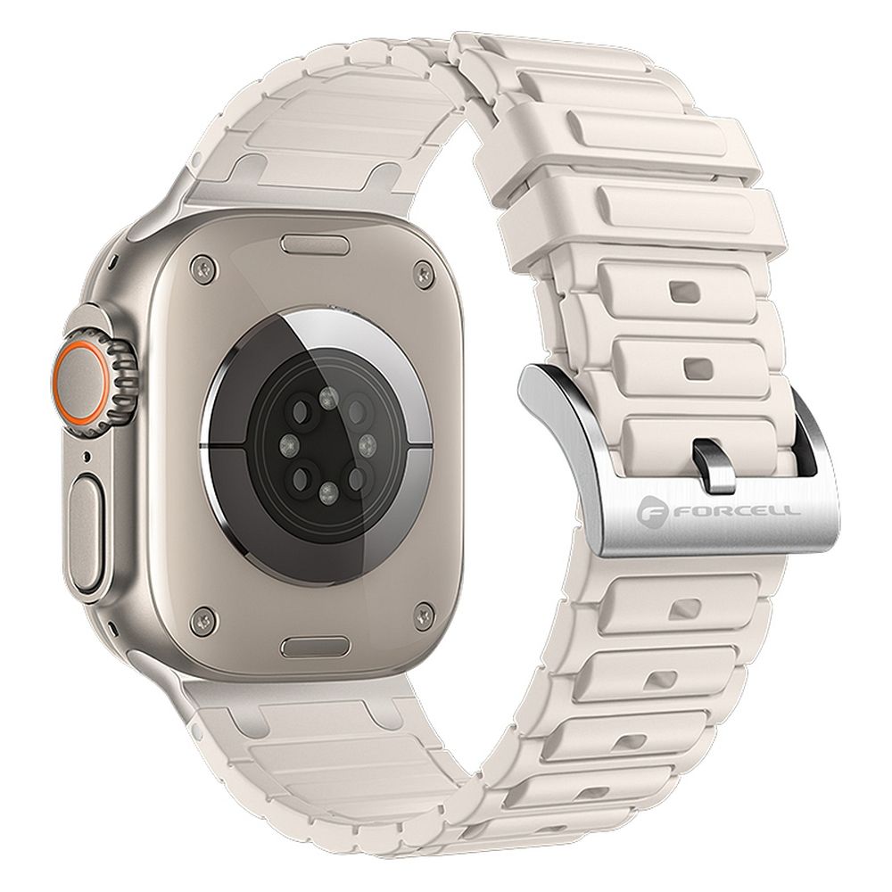FORCELL F-DESIGN FA06 silikona siksniņa APPLE pulkstenim 42 / 44 / 45 / 49 mm balta