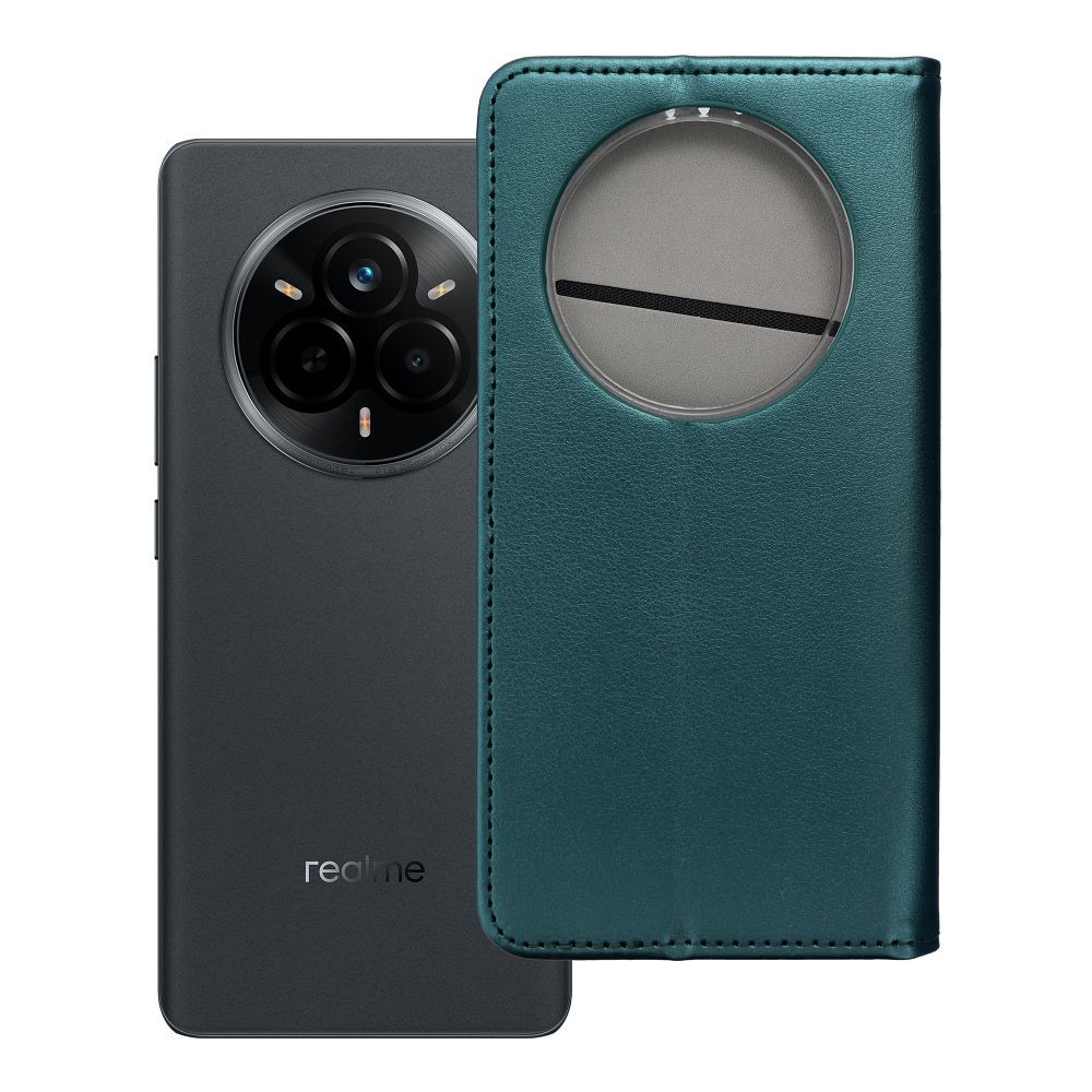SMART MAGNETO grāmatas tipa viedtālruņa apvalks REALME 14 PRO tumši zaļš