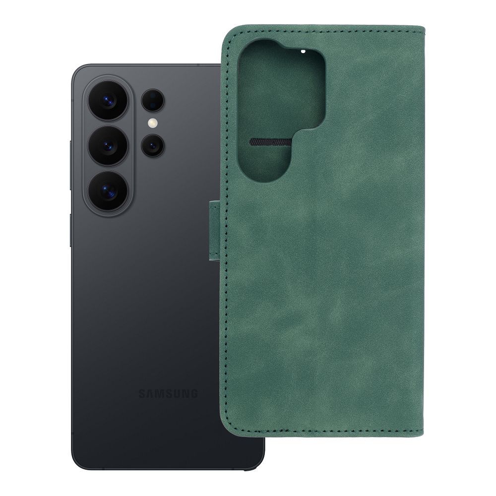 TENDER grāmatas veida viedtālruņa apvalks SAMSUNG S26 Ultra zaļš