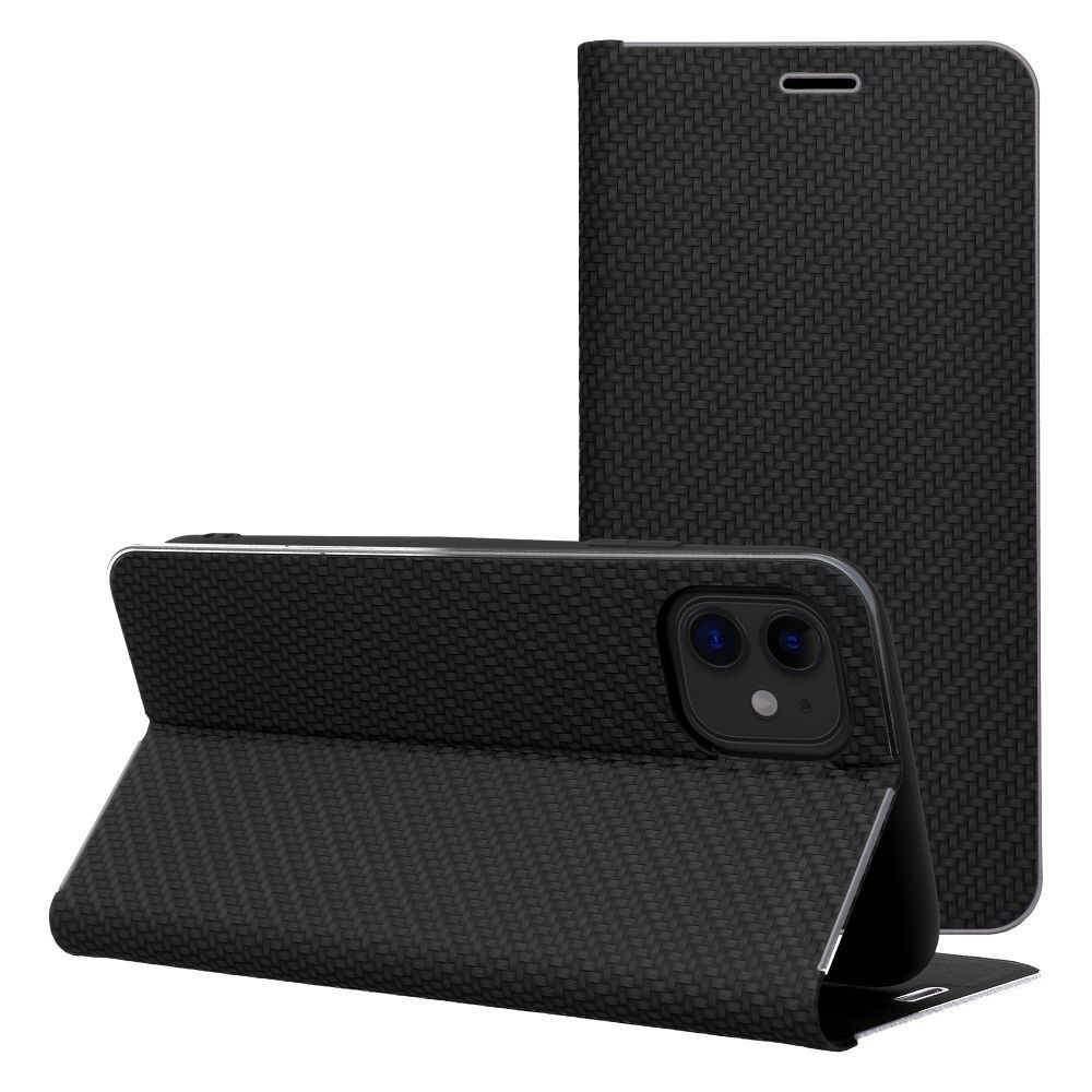 Viedtālruņa apvalks LUNA Book Carbon IPHONE 17 Pro melns