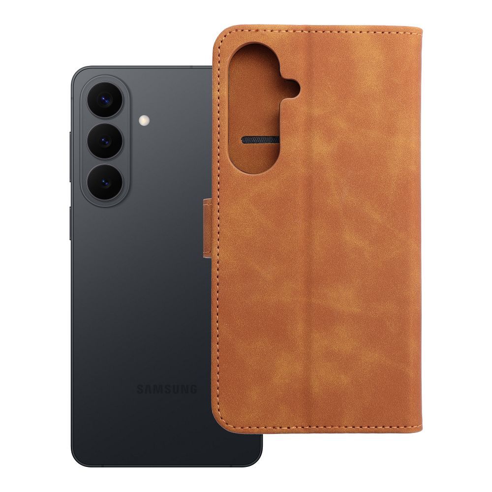 TENDER grāmatas veida viedtālruņa apvalks SAMSUNG S26 Edge brūns
