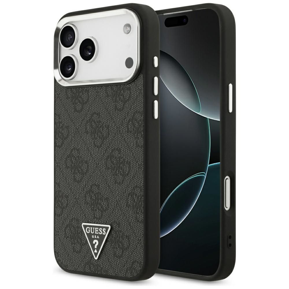Guess 4G Triangle Logo Magnētiskais viedtālruņa apvalks iPhone 17 Pro Max - melns