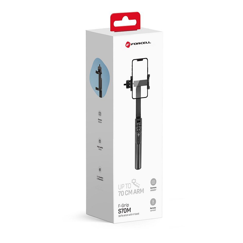 FORCELL F-GRIP S70M Selfie statīvs ar bezvadu tālvadību melns