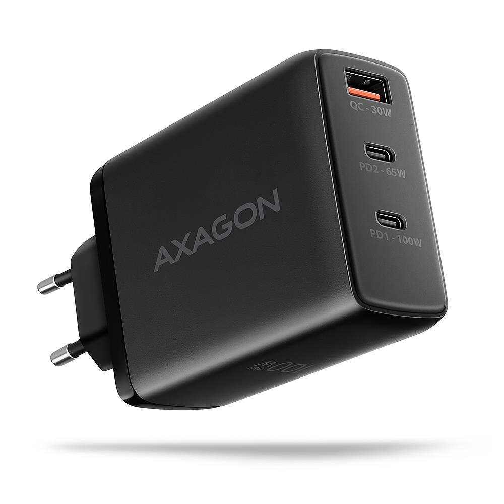 Sienas USB lādētājs 100W GaN 3 porti ACU-DPQ100 Axagon