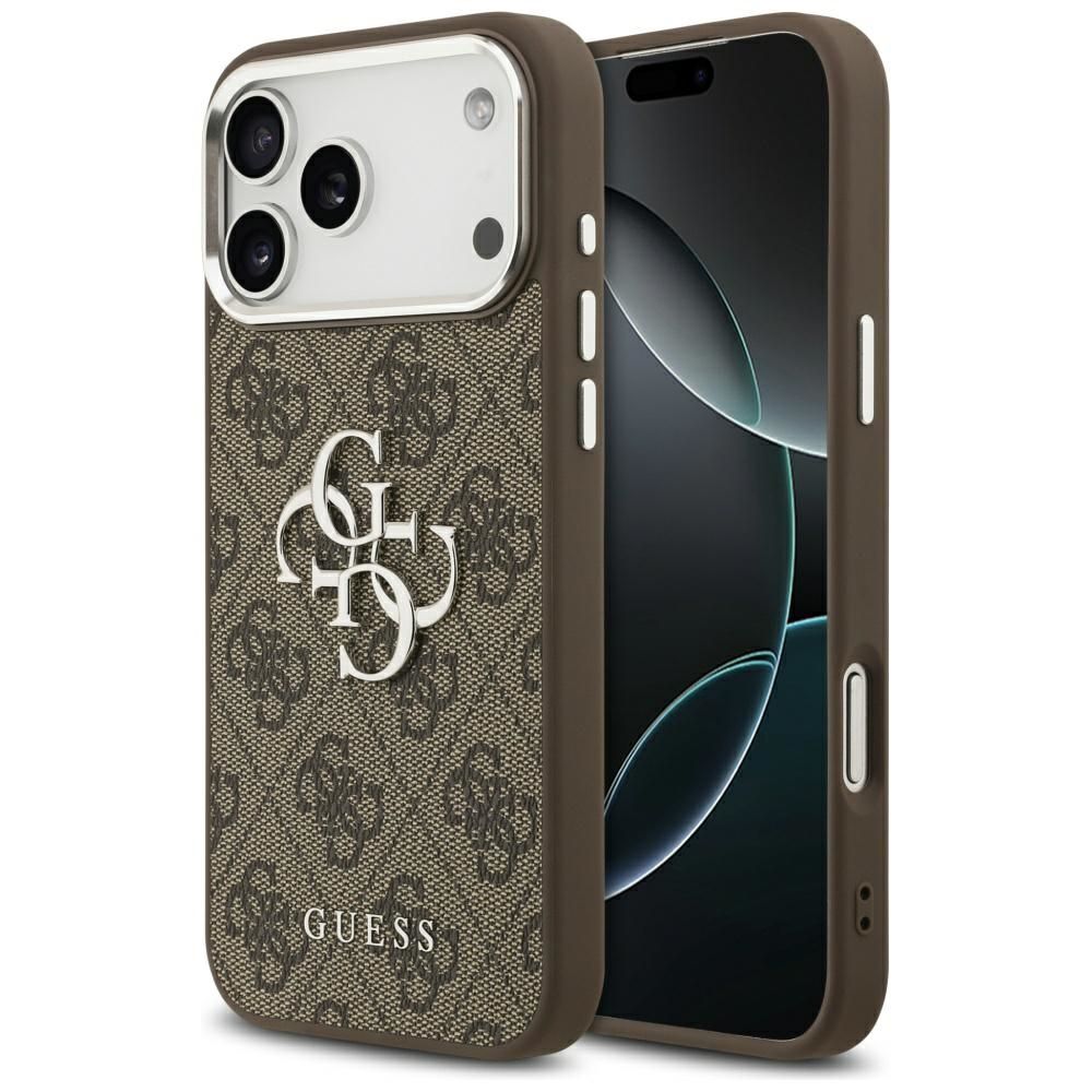 Guess 4G Big 4G Classic Logo viedtālruņa apvalks iPhone 17 Pro Max - brūns - sudrabains