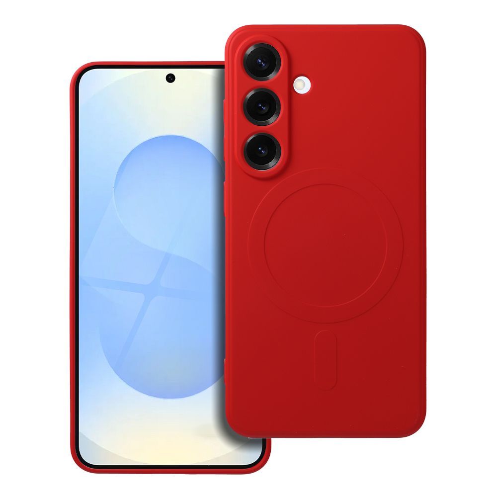 Viedtālruņa apvalks no silikona ar MagSafe, piemērots SAMSUNG S25, sarkanā krāsā