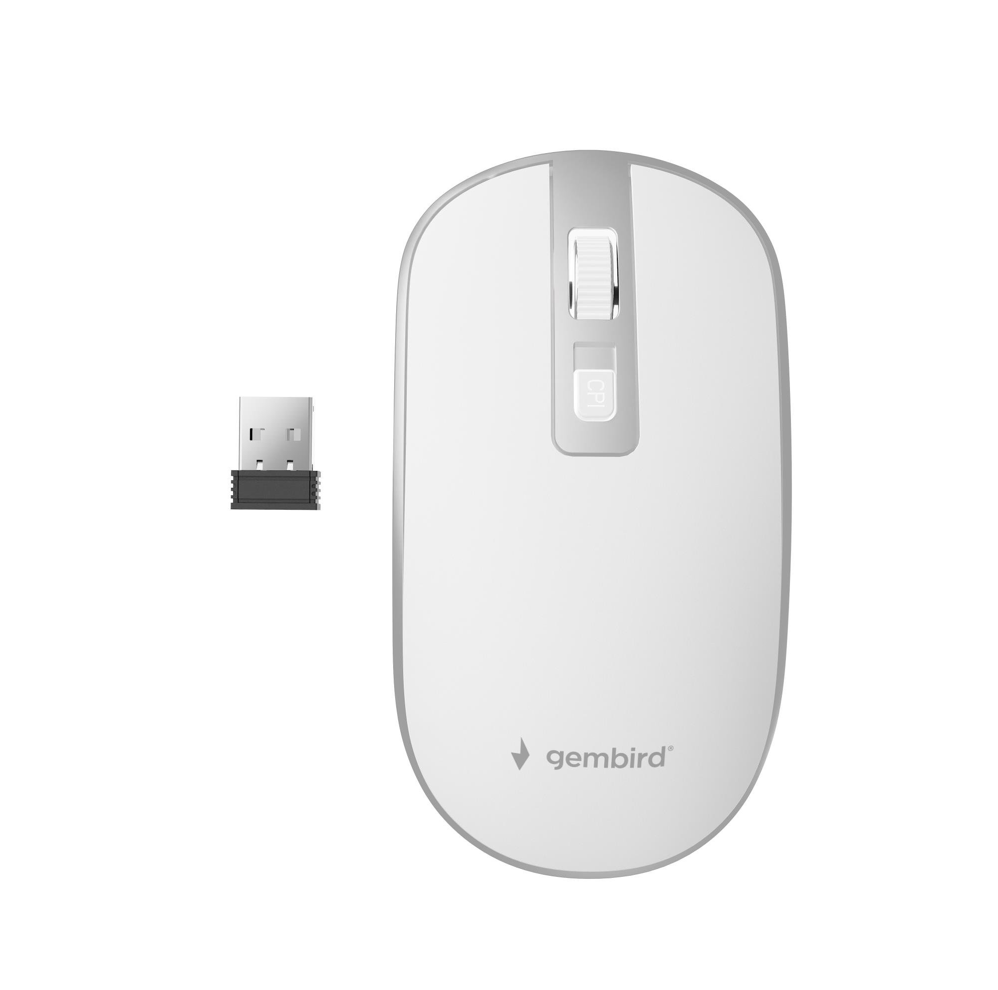 Pele USB Optiskā WRL BALTS/SUDRABS MUSW-4B-06-WS GEMBIRD