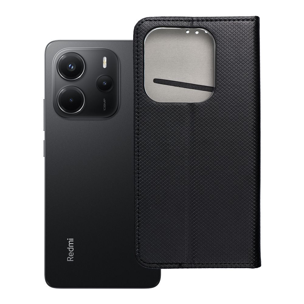 SMART CASE grāmatas tipa viedtālruņa apvalks XIAOMI Redmi Note 14 5G melns