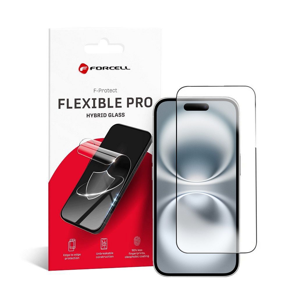 Гибридное стекло для iPhone 16 Forcell Flexible 5D чёрный