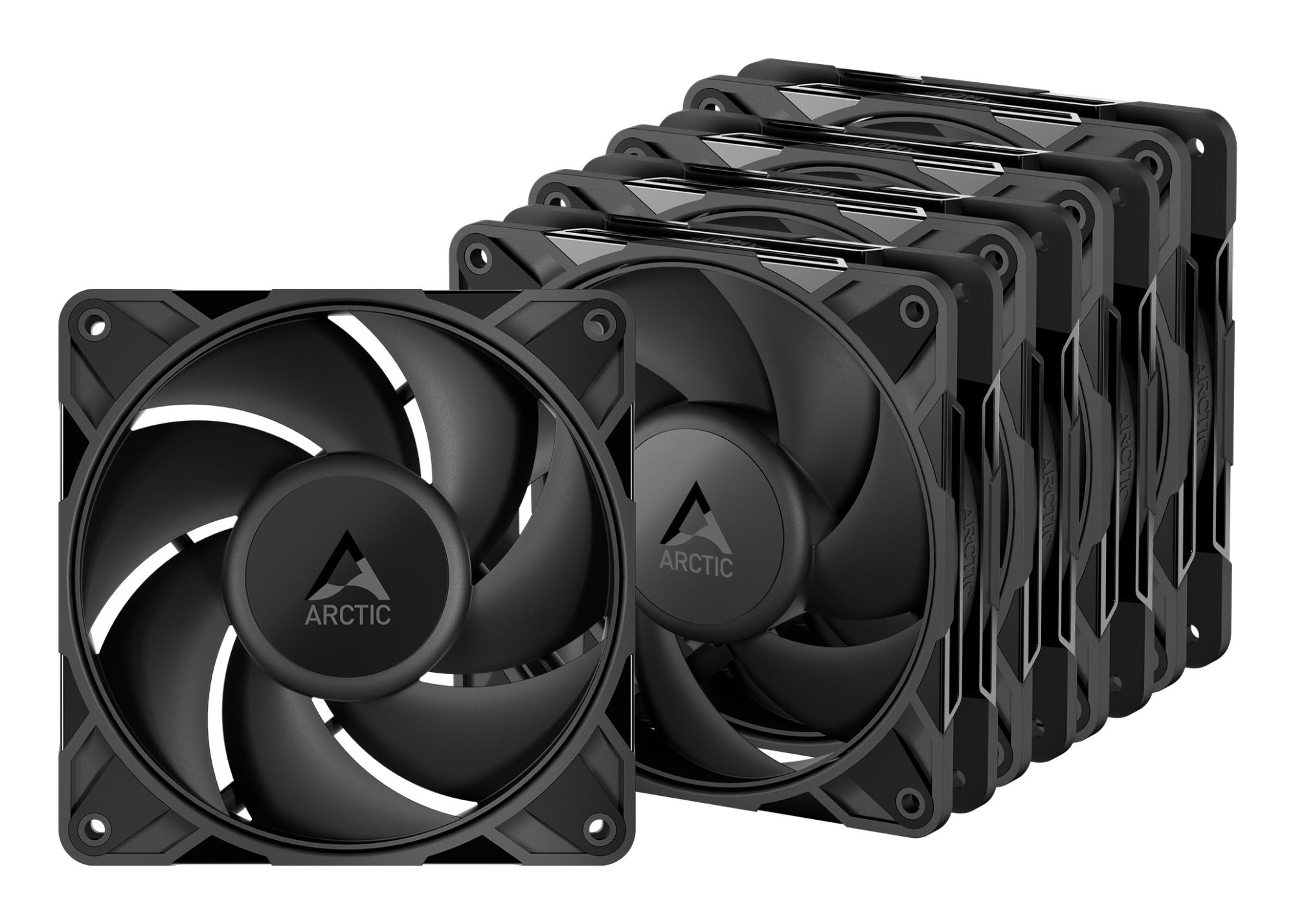 ARCTIC P12 PRO PWM PST High-Performance Fans x5, 4-pin, 120mm, melns