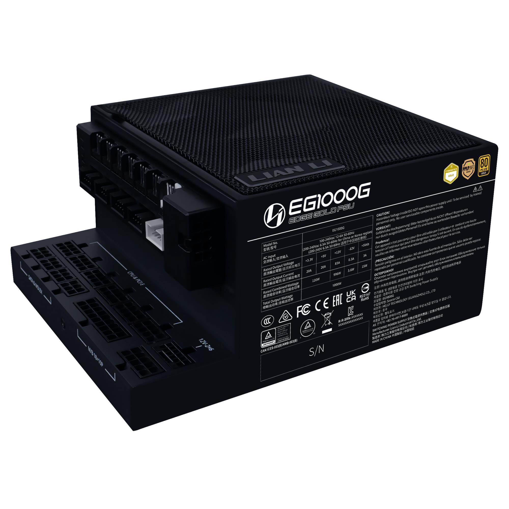 Lian Li Edge Gold 1000W barošanas bloks 80+ Gold melns