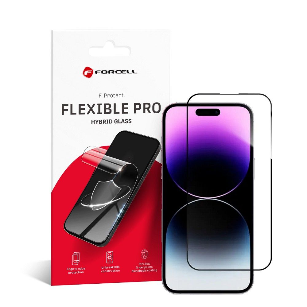 Гибридное стекло для iPhone 14 Pro Max Forcell Flexible 5D чёрный