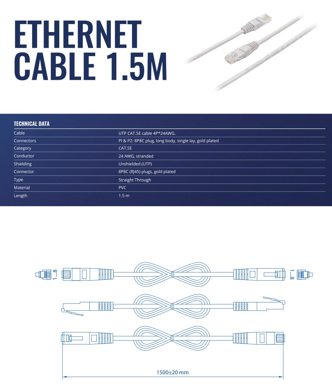 Tīkla kabelis Ethernet 1.5m Teltonika