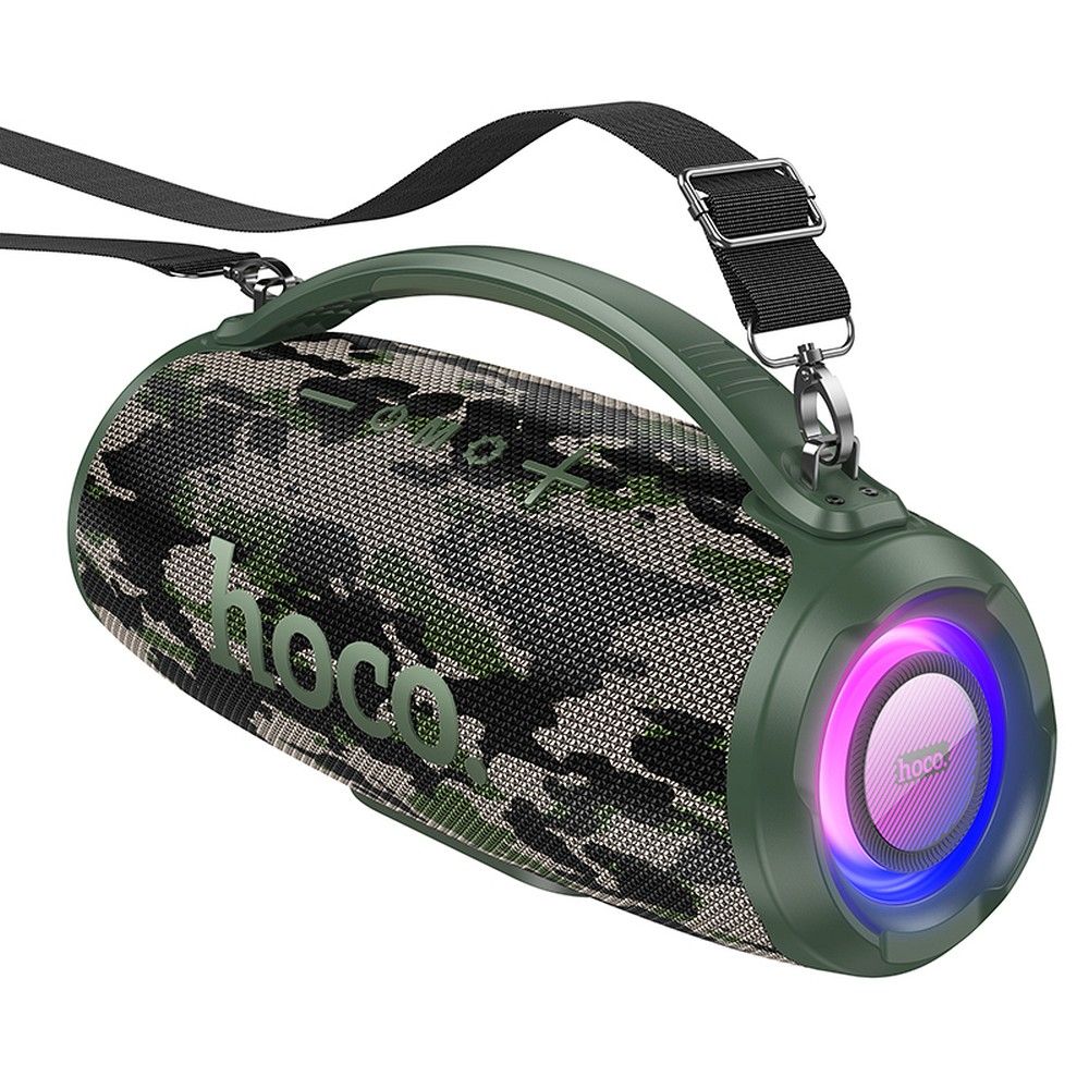 Bluetooth skaļrunis LED 2 x 20W 4h Hoco HA4 kamuflāža zaļš
