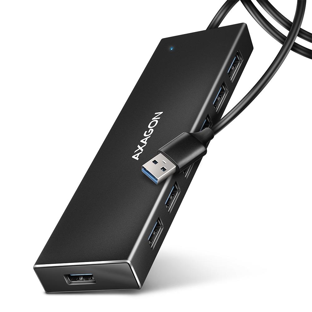 USB3.2 sadalītājs 7 portu plakans 1m HUE-F7A Axagon