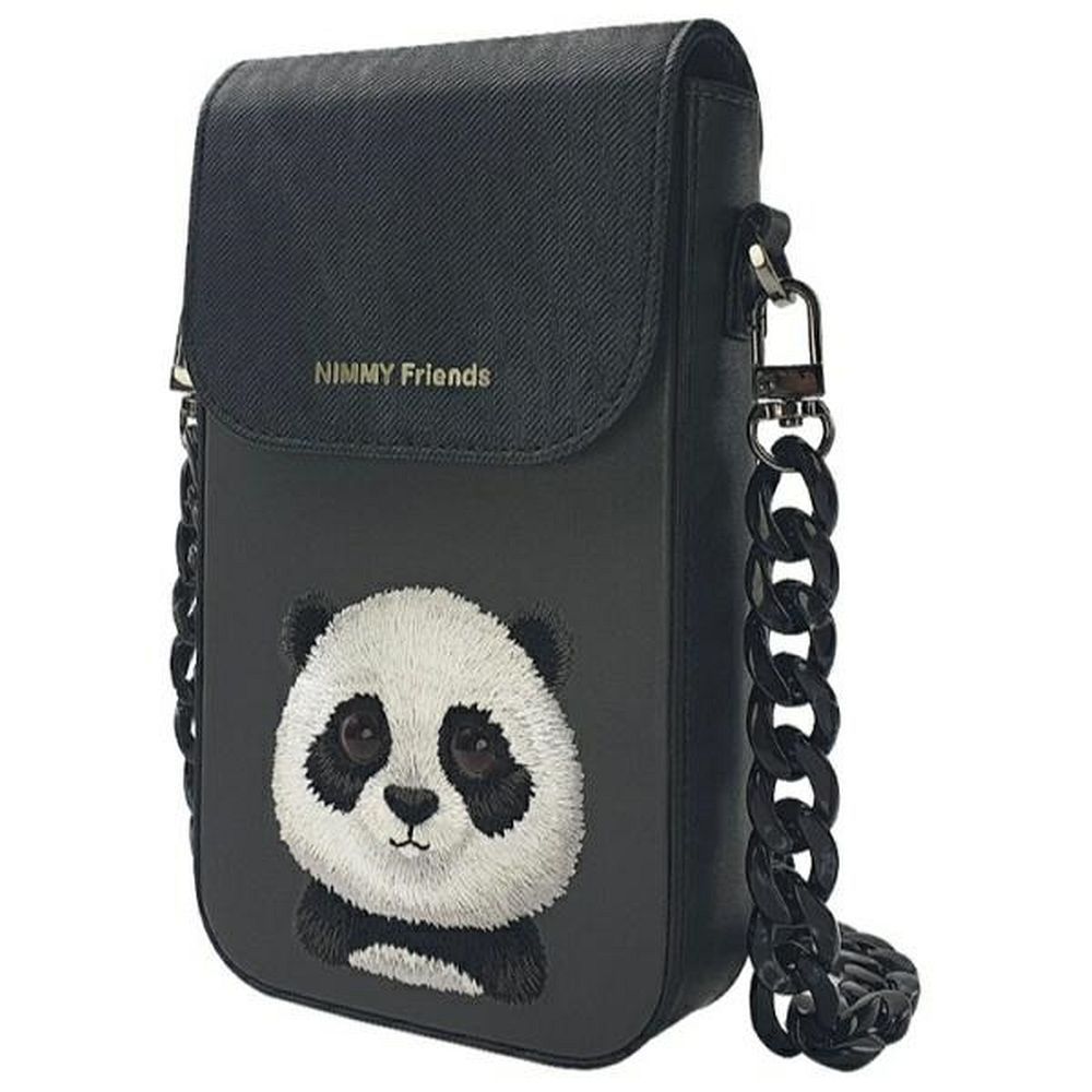 Nimmy Big Eyed Pet 2.0 Panda 3-in-1 Viedtālruņa apvalks + maks + sekošanas ierīces korpuss - melns