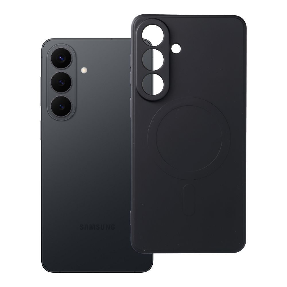 Silikona magnētiskais viedtālruņa apvalks, saderīgs ar MagSafe, paredzēts SAMSUNG S26 Edge, melns