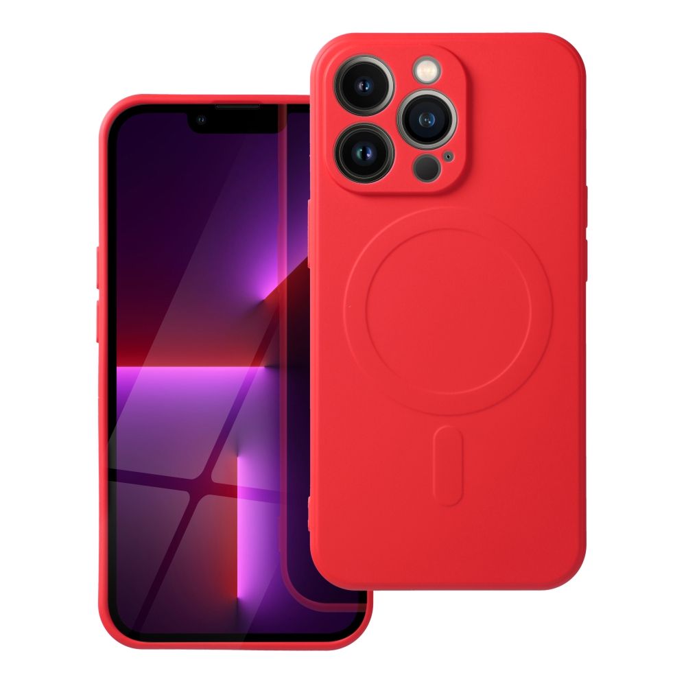 Case for iPhone 17 Pro Max / 18 Pro Max (low camera edge) Silicone Mag Cover compatible with MagSafe (camera protection) red