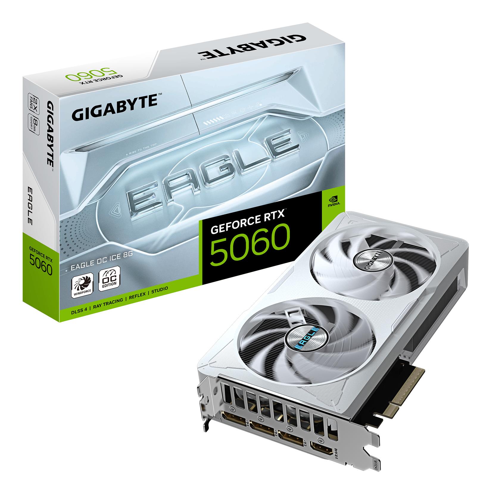 Videokarte Gigabyte NVIDIA GeForce RTX 5060 Eagle OC Ice 8GB GDDR7 PCIe 5.0
