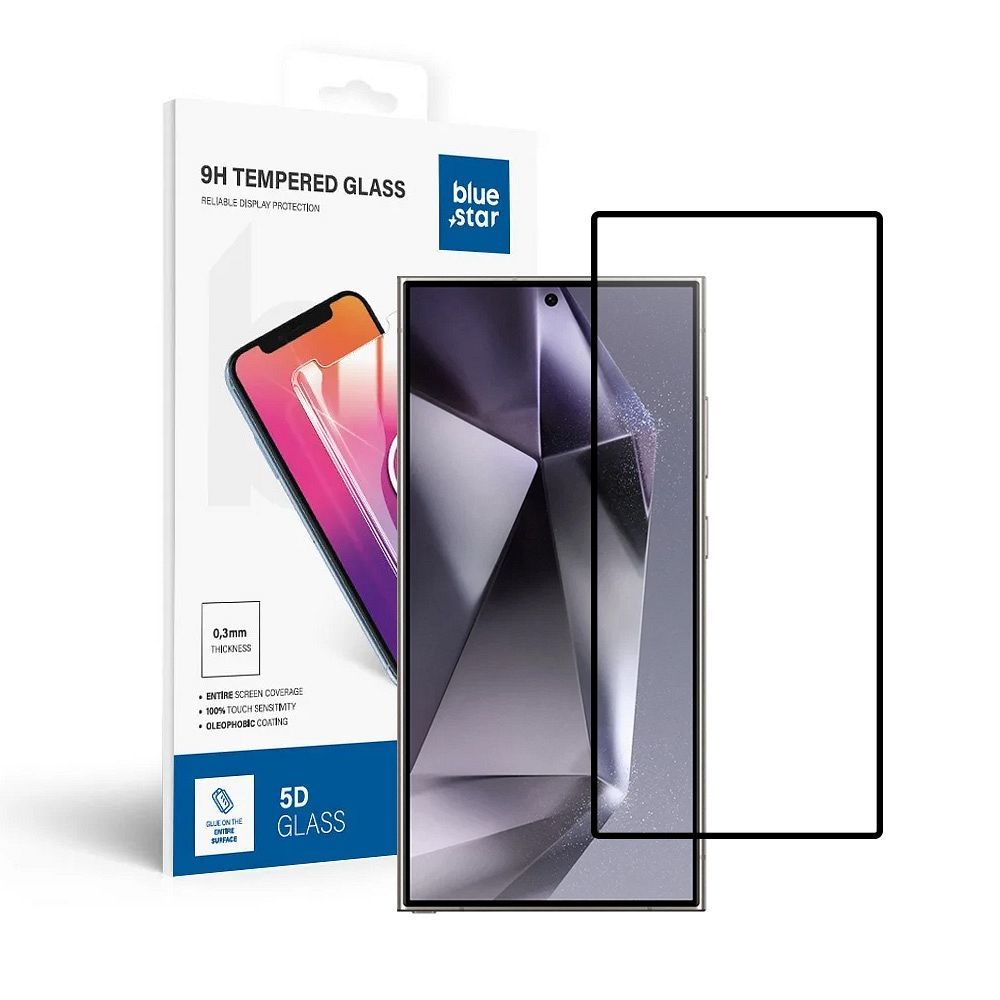Aizsargstikls Blue Star - SAMSUNG Galaxy S25 Ultra Pilna seja (pilna līme/apvalka draudzīgs) - melns Aizsargstikls Blue Star